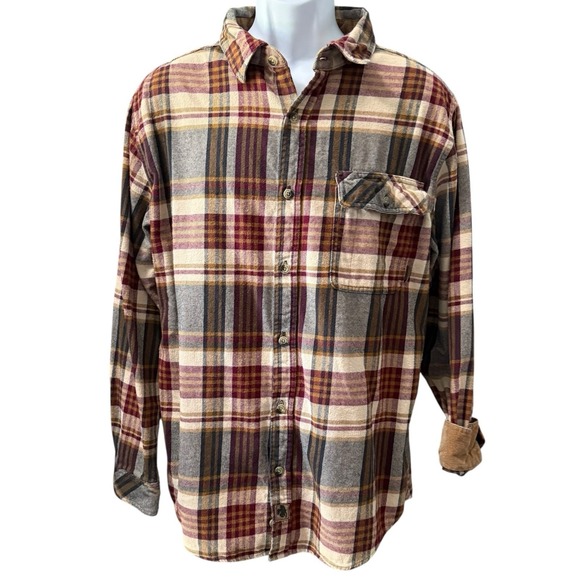 Legendary Whitetails‎ Men's Flannel Shirt Size Large Brown Red Plaid Button Down - Picture 1 of 10